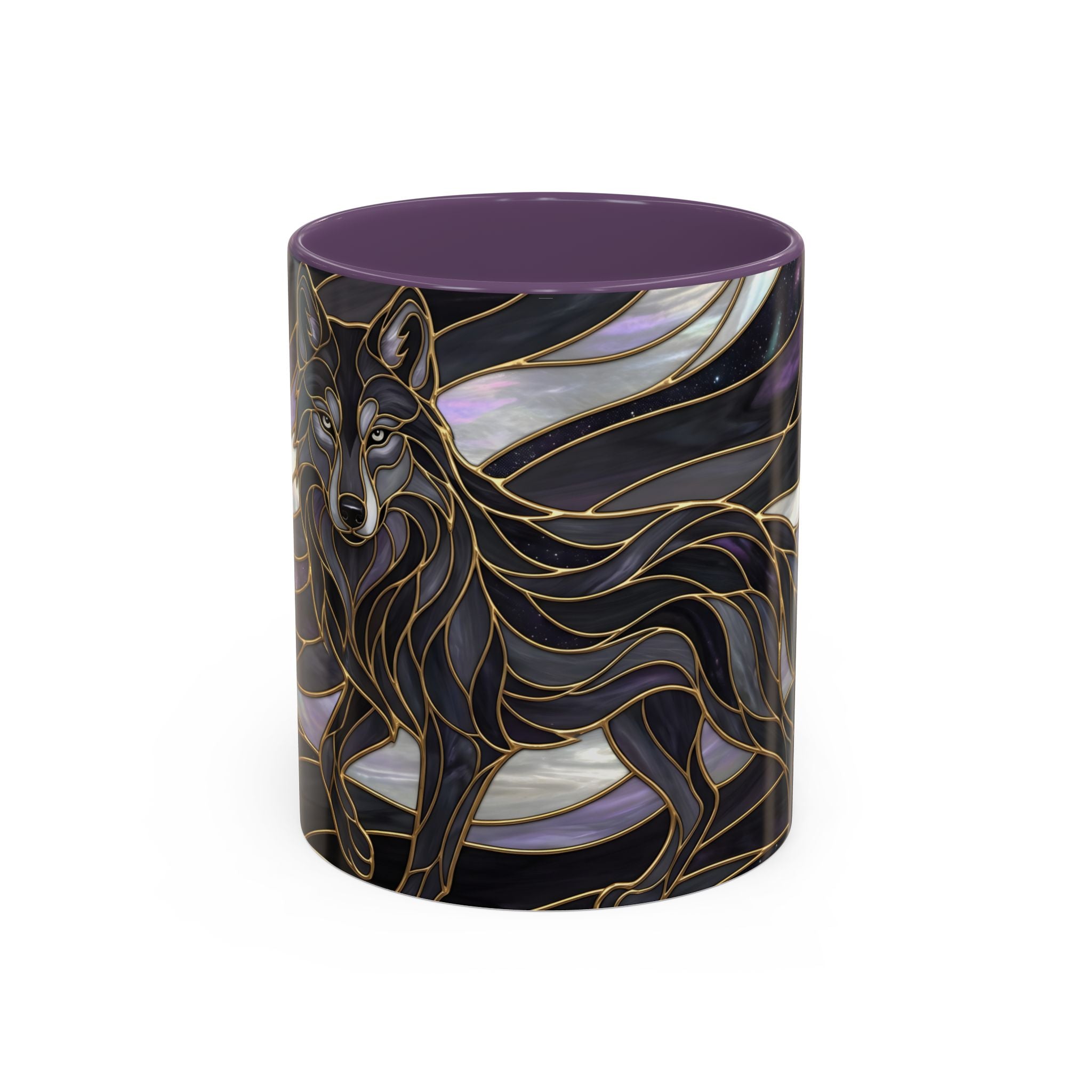 Obsidian Wolf Stained Glass Style Mug