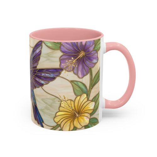 Garden Bloom Hummingbird Stained Glass Style Mug