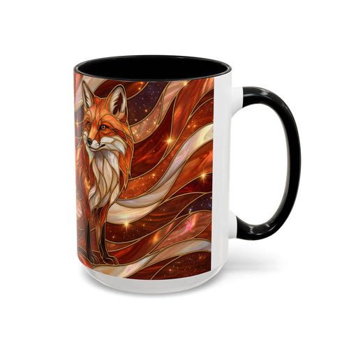 Ruby Glow Fox Stained Glass Style Mug