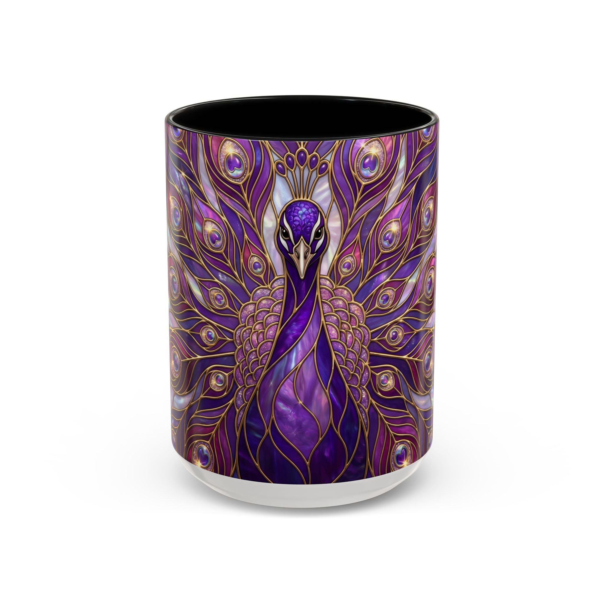 Purple Peacock Stained Glass Style Mug
