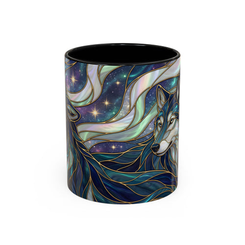 Starlight Wolf Stained Glass Style Mug