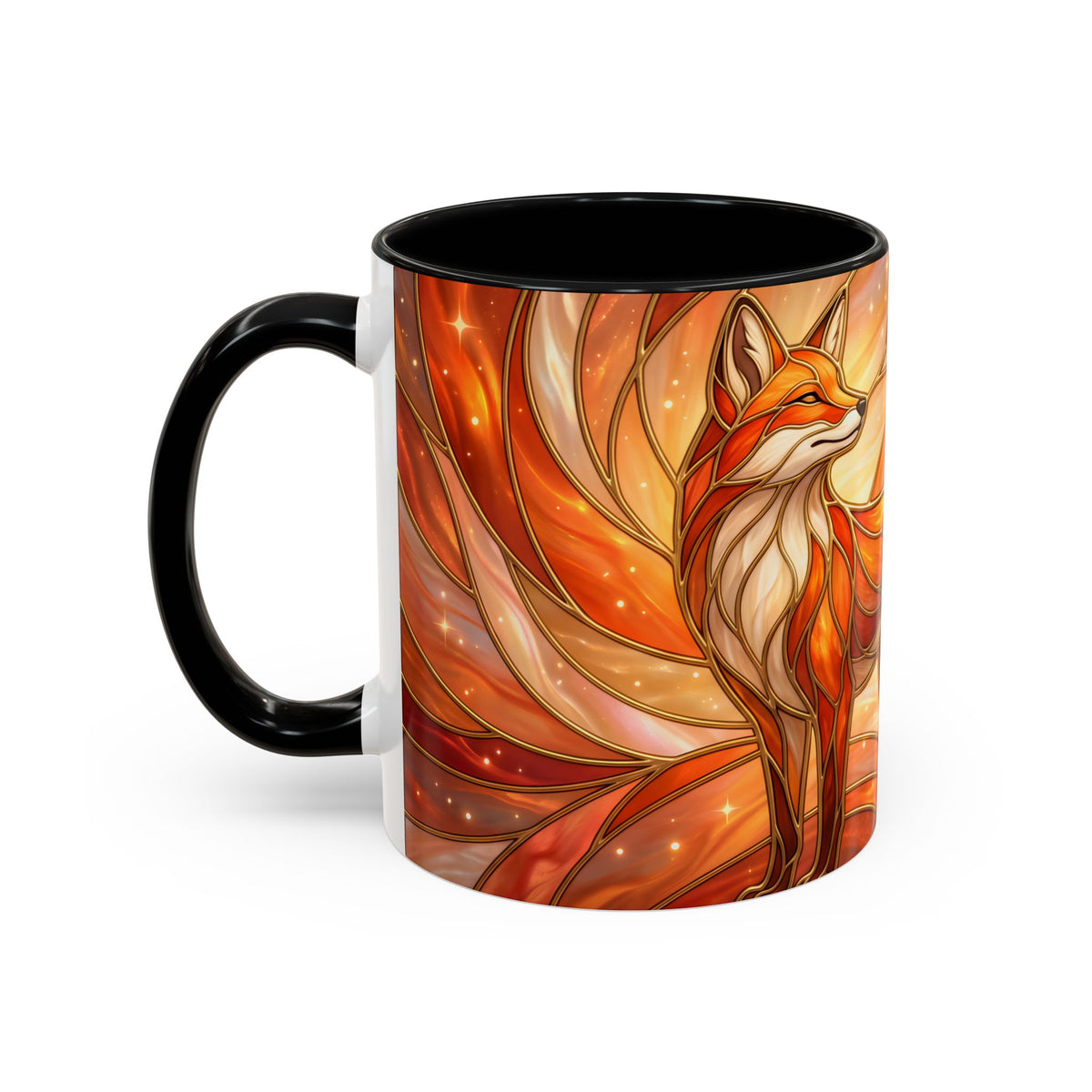 Orange Glow Fox Stained Glass Style Mug