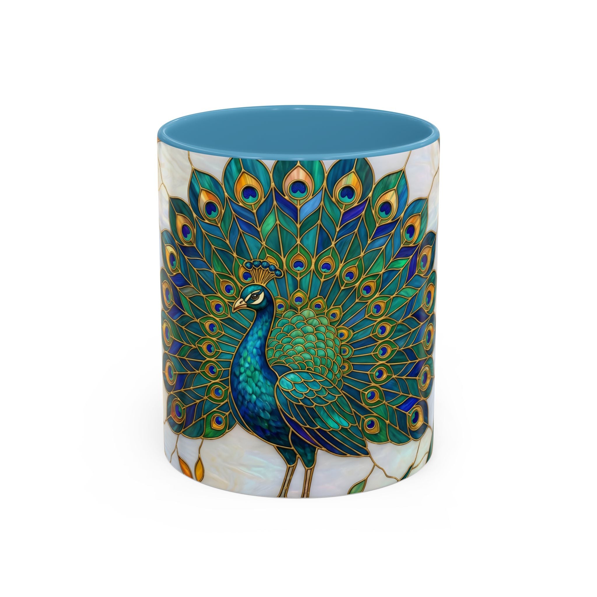 Elegant Peacock Stained Glass Style Mug