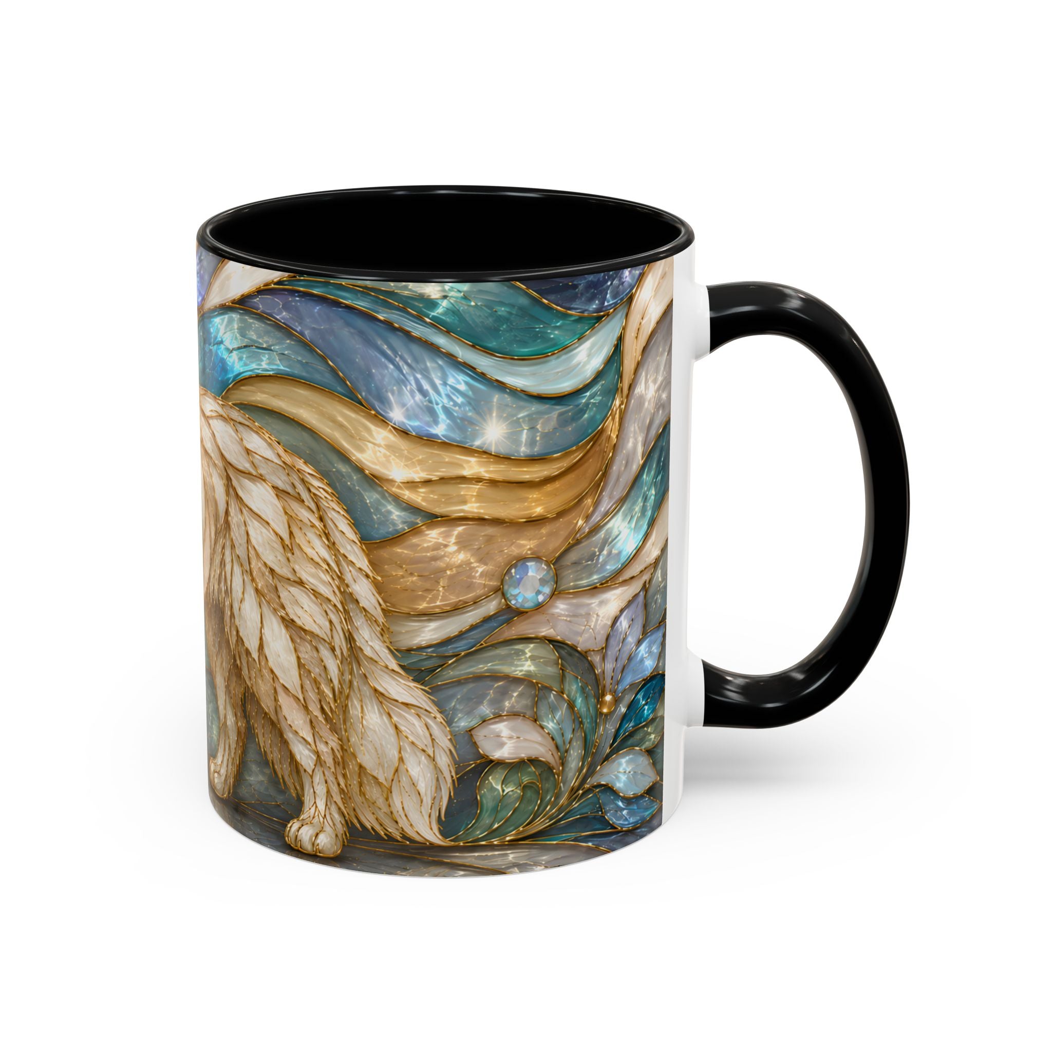 Blue Glow Great Pyrenees Stained Glass Style Mug