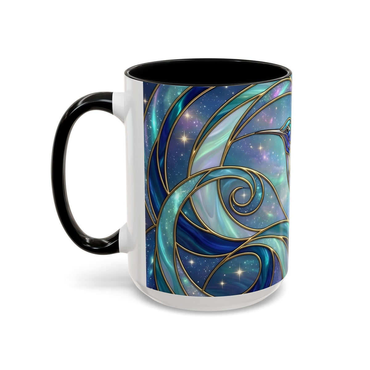 Blue Breeze Hummingbird Stained Glass Style Mug
