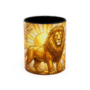 Golden Sakura Lion Stained Glass Style Mug