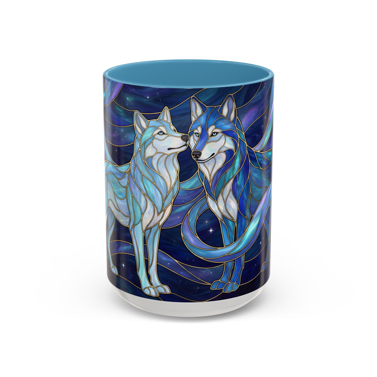 Wolf Kiss Stained Glass Style Mug