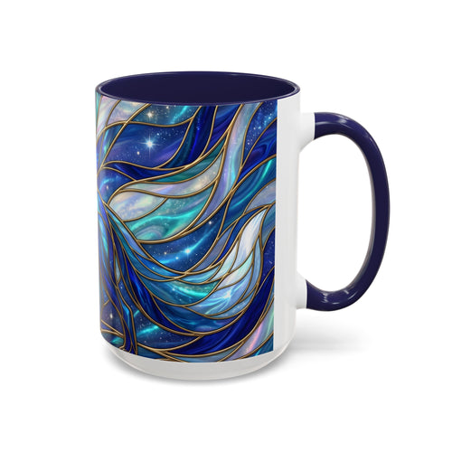 Blue Glow Fox Stained Glass Style Mug