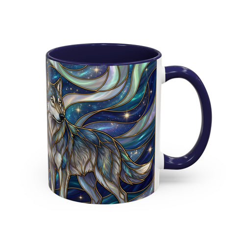 Twin Wolves Stained Glass Style Mug