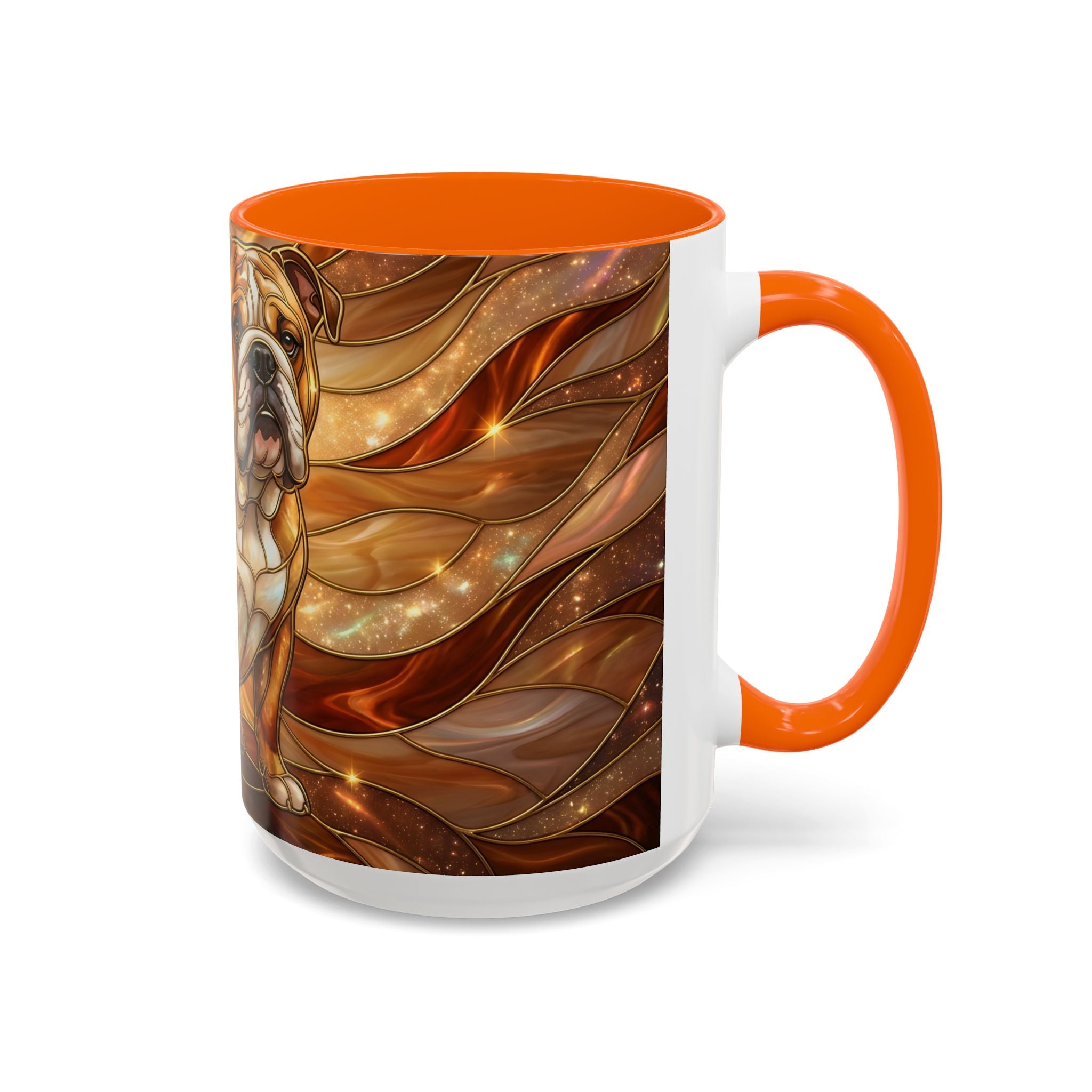Amber Bulldog Stained Glass Style Mug