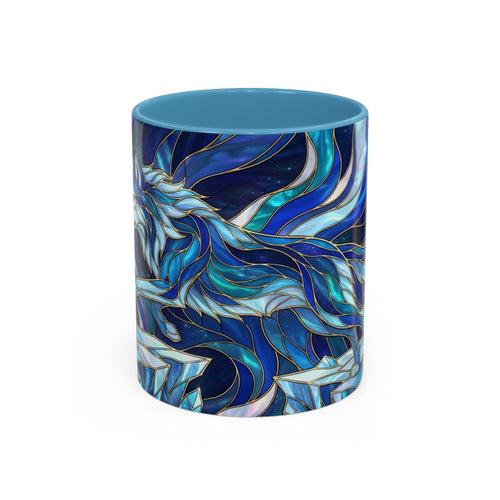Cobalt Wolf Run Stained Glass Style Mug