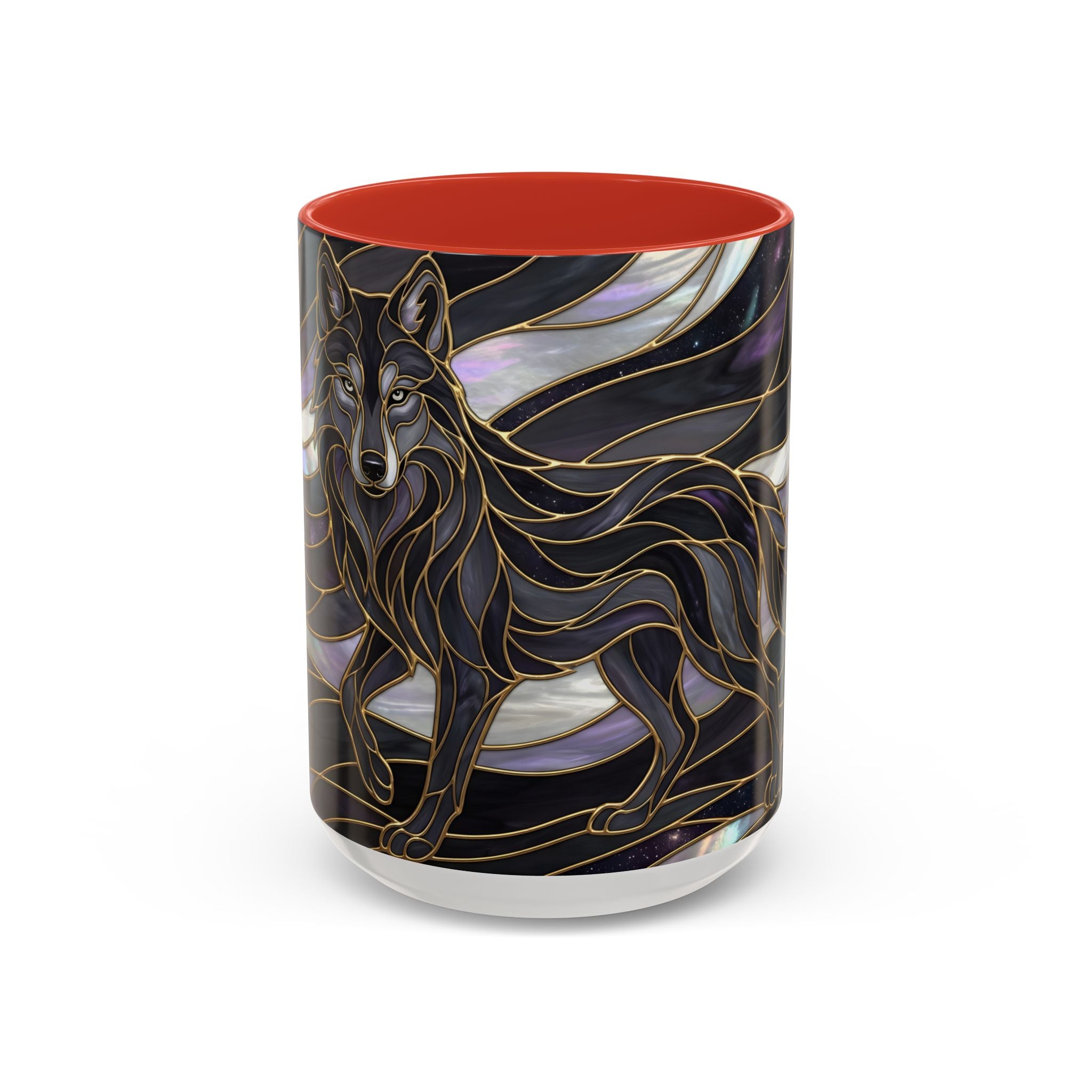 Obsidian Wolf Stained Glass Style Mug