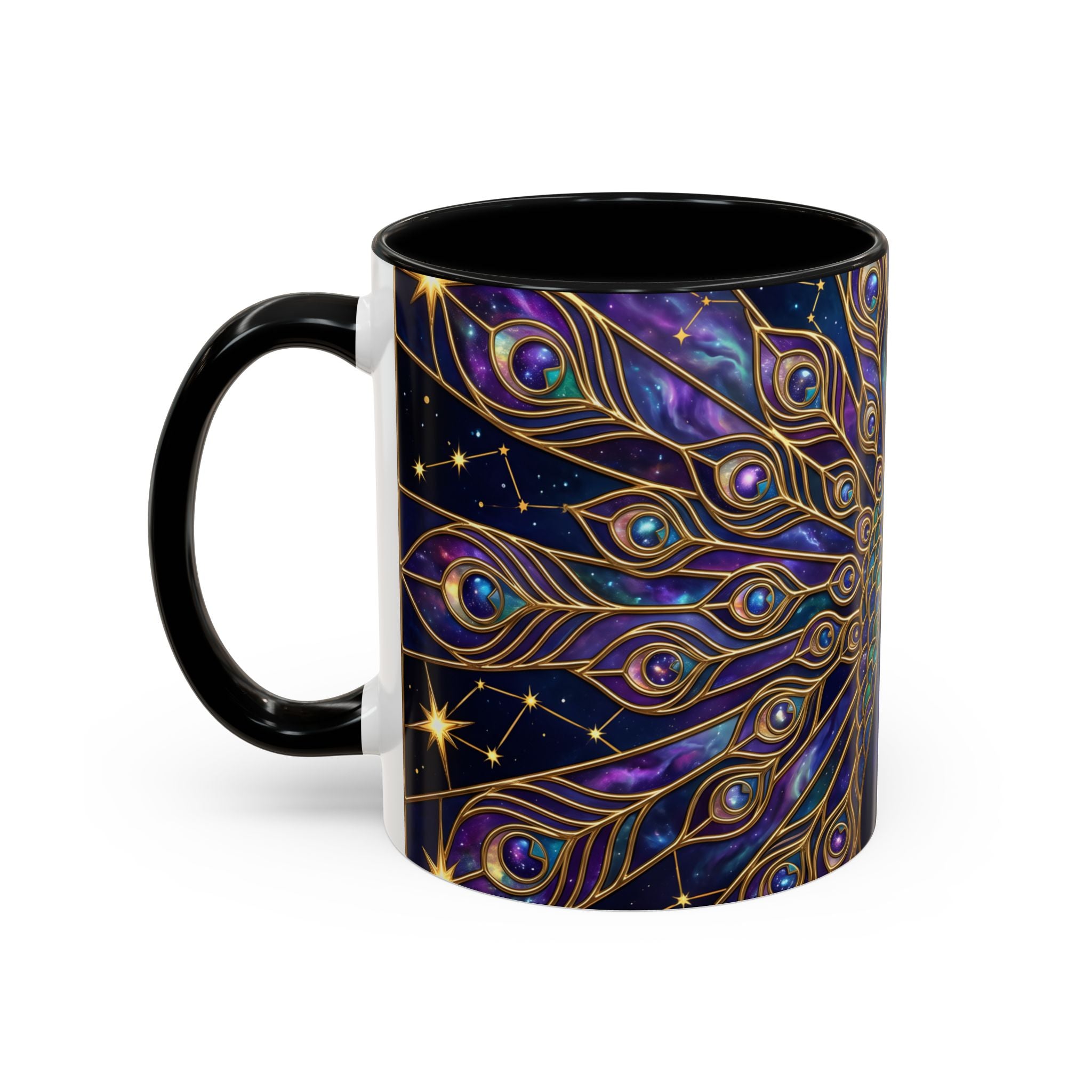 Celestial Peacock Stained Glass Style Mug