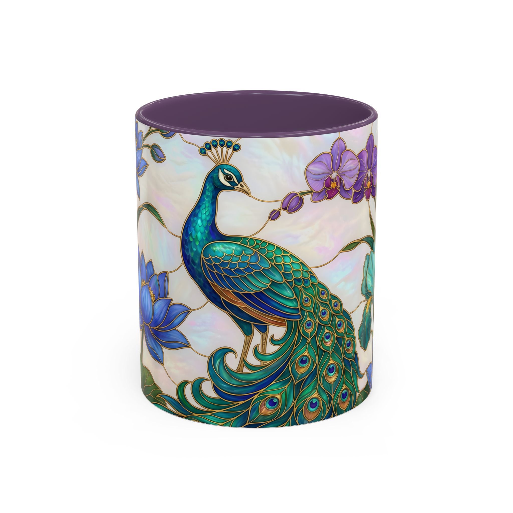 Blooming Peacock Stained Glass Style Mug