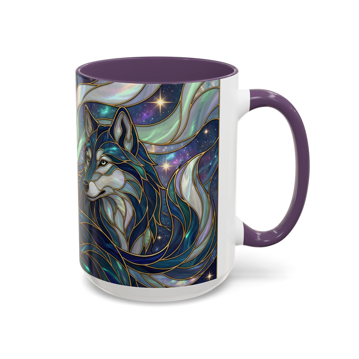 Starlight Wolf Stained Glass Style Mug