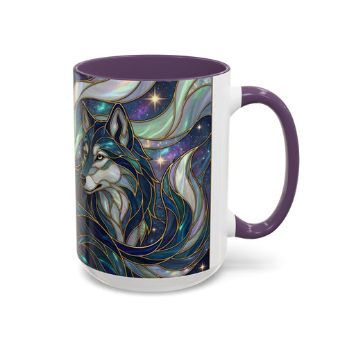 Starlight Wolf Stained Glass Style Mug