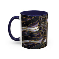 Obsidian Wolf Stained Glass Style Mug