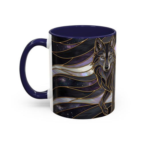 Obsidian Wolf Stained Glass Style Mug
