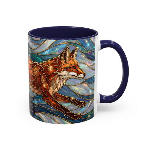 Celestial Running Fox Stained Glass Style Mug