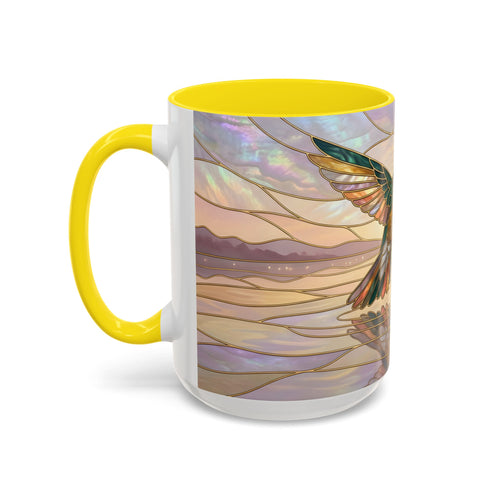 Serene Horizon Hummingbird Stained Glass Style Mug