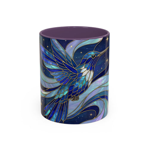 Blue Glow Hummingbird Stained Glass Style Mug