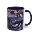 Night Sakura Wolf Stained Glass Style Wolf Coffee Mug