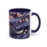 Night Sakura Wolf Stained Glass Style Wolf Coffee Mug