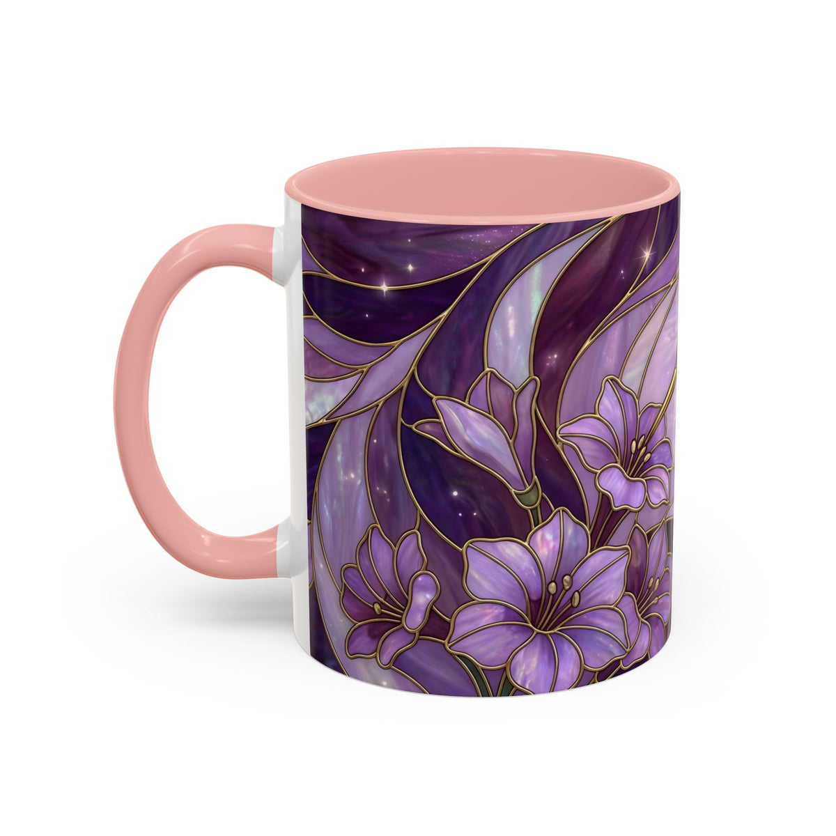 Purple Bloom Hummingbird Stained Glass Style Mug