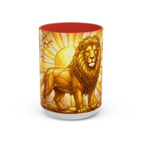 Golden Sakura Lion Stained Glass Style Mug