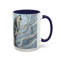 Mystical Blue Wolf Stained Glass Style Mug