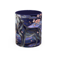 Night Sakura Wolf Stained Glass Style Wolf Coffee Mug