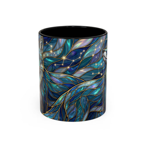 Celestial Blue Fox Stained Glass Style Mug