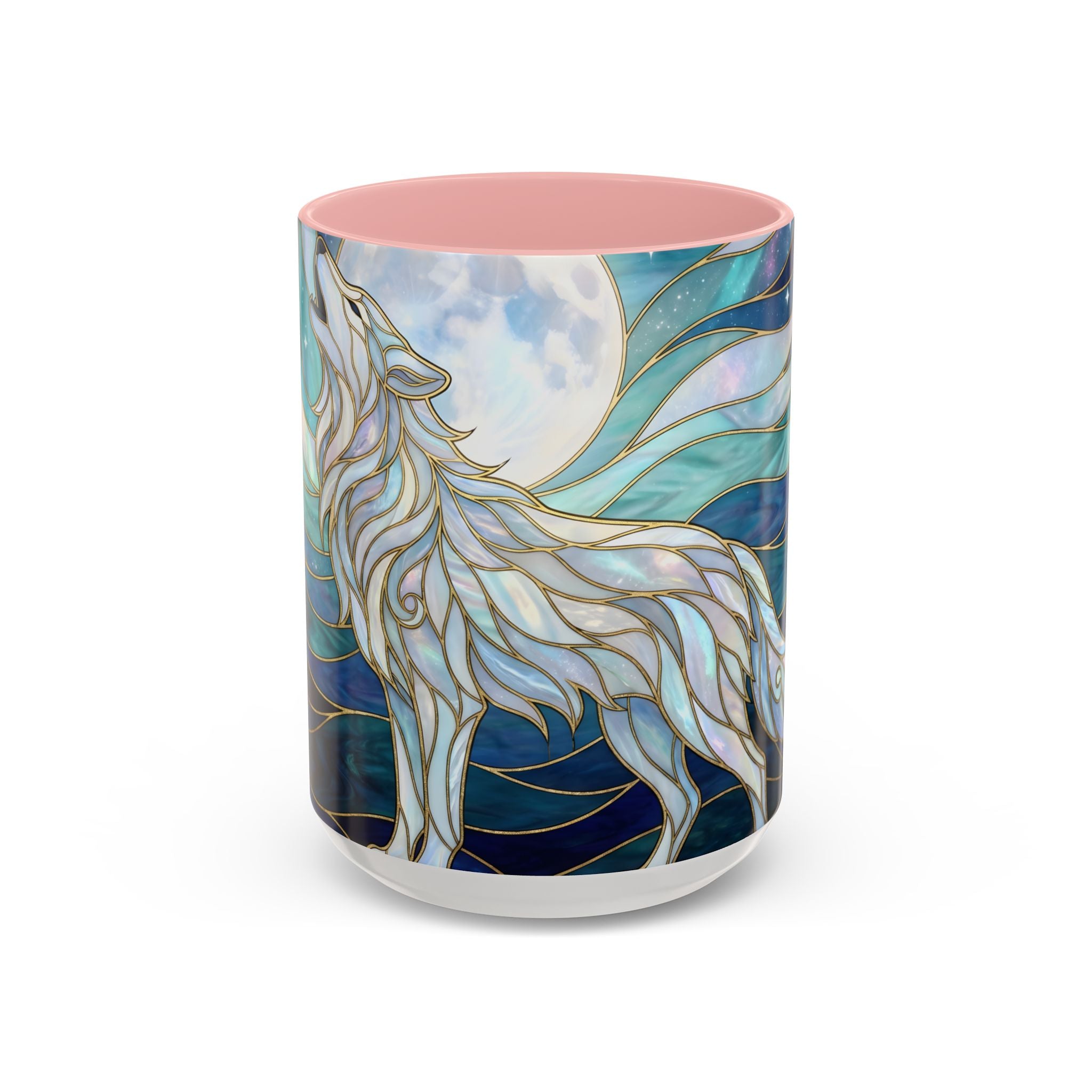 Moonlit Wolf Stained Glass Style Mug