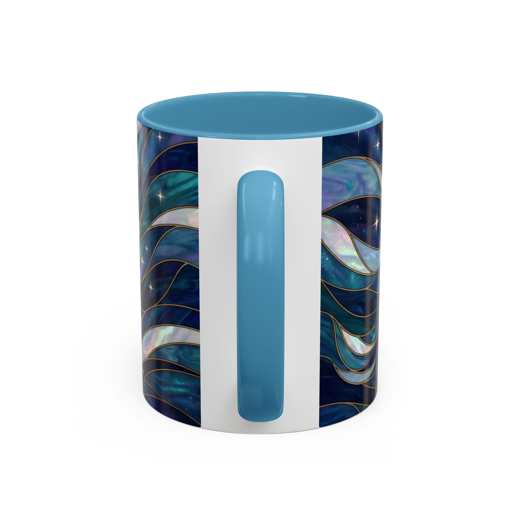 Celestial Blue Wolf Stained Glass Style Mug