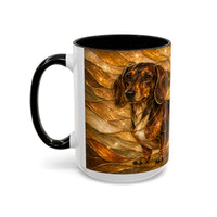 Golden Dachshund Stained Glass Style Mug