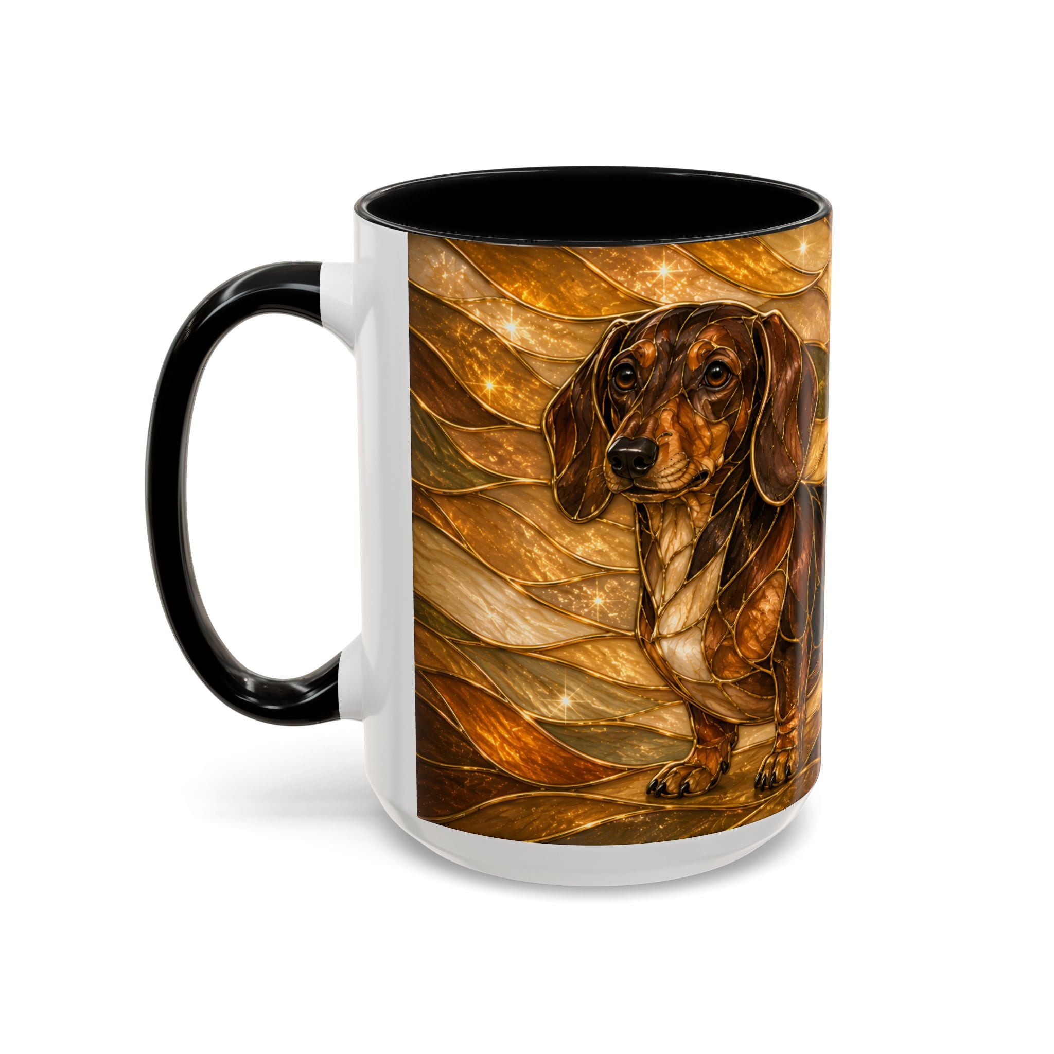 Golden Dachshund Stained Glass Style Mug