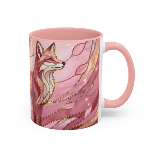 Rose Glow Fox Stained Glass Style Mug