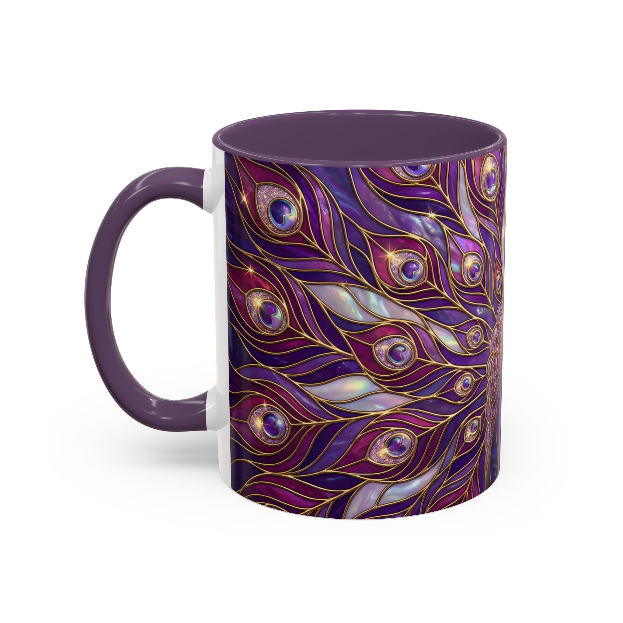Purple Peacock Stained Glass Style Mug
