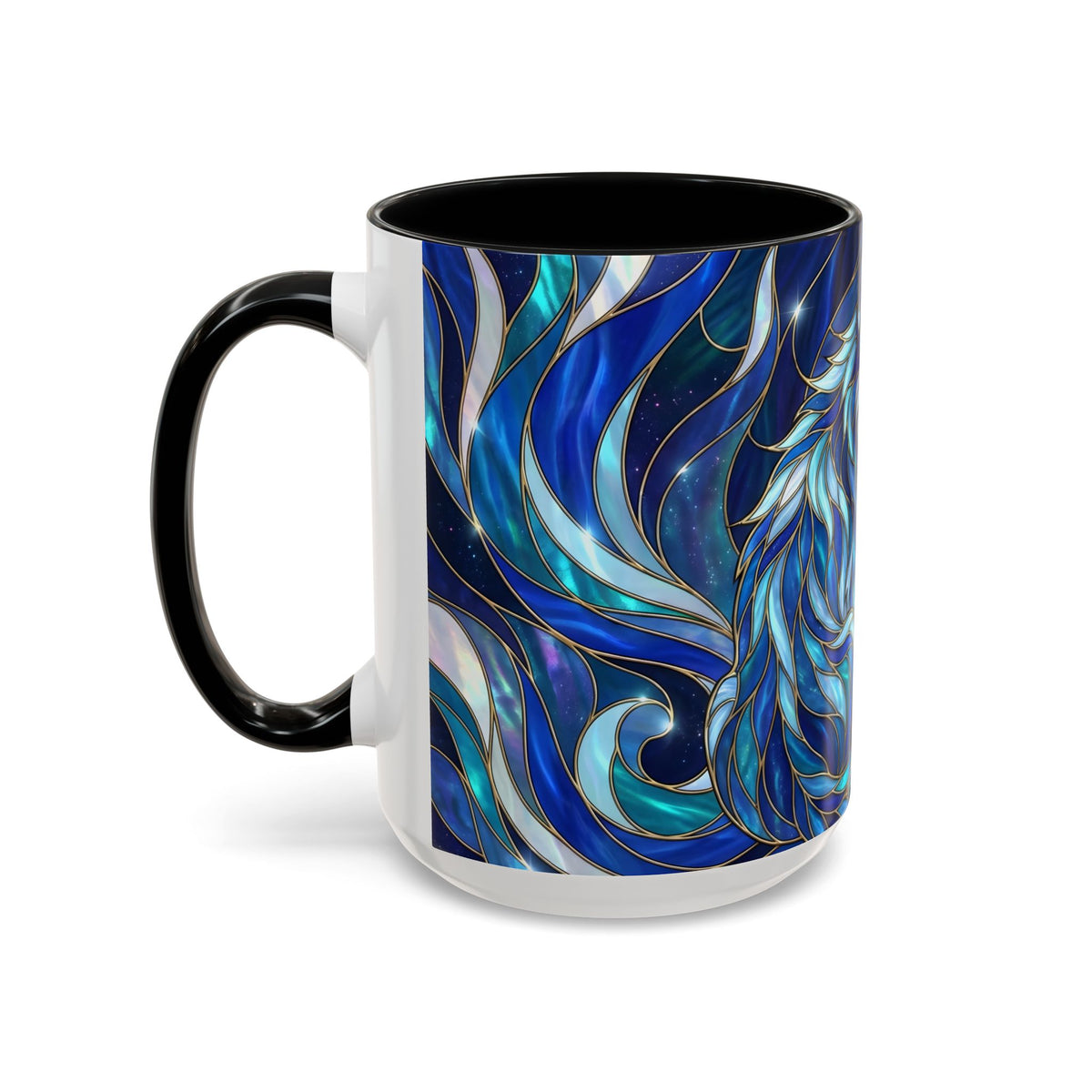 Cobalt Wolf Guardian Stained Glass Style Mug