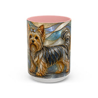 Blue Glow Yorkshire Terrier Stained Glass Style Mug