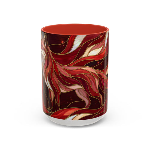 Scarlet Glow Fox Stained Glass Style Mug