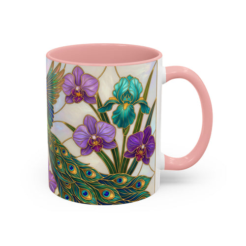 Flying Peacock Stained Glass Style Mug