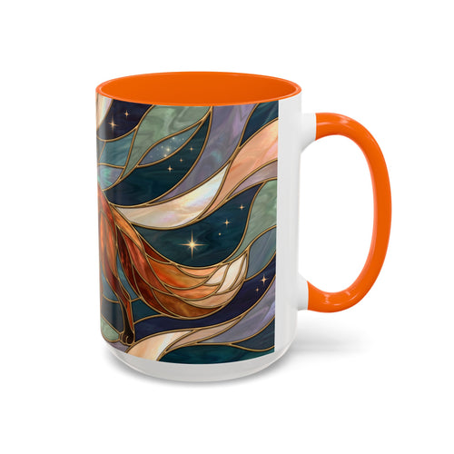 Teal Night Fox Stained Glass Style Mug