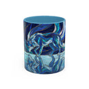 Cobalt Wolf Reflection Stained Glass Style Mug