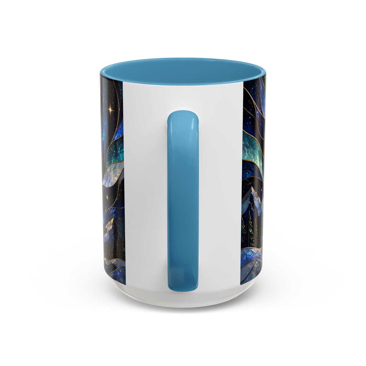 Aurora Mountain Wolf Stained Glass Style Mug