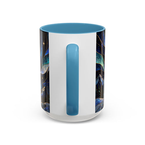 Aurora Mountain Wolf Stained Glass Style Mug