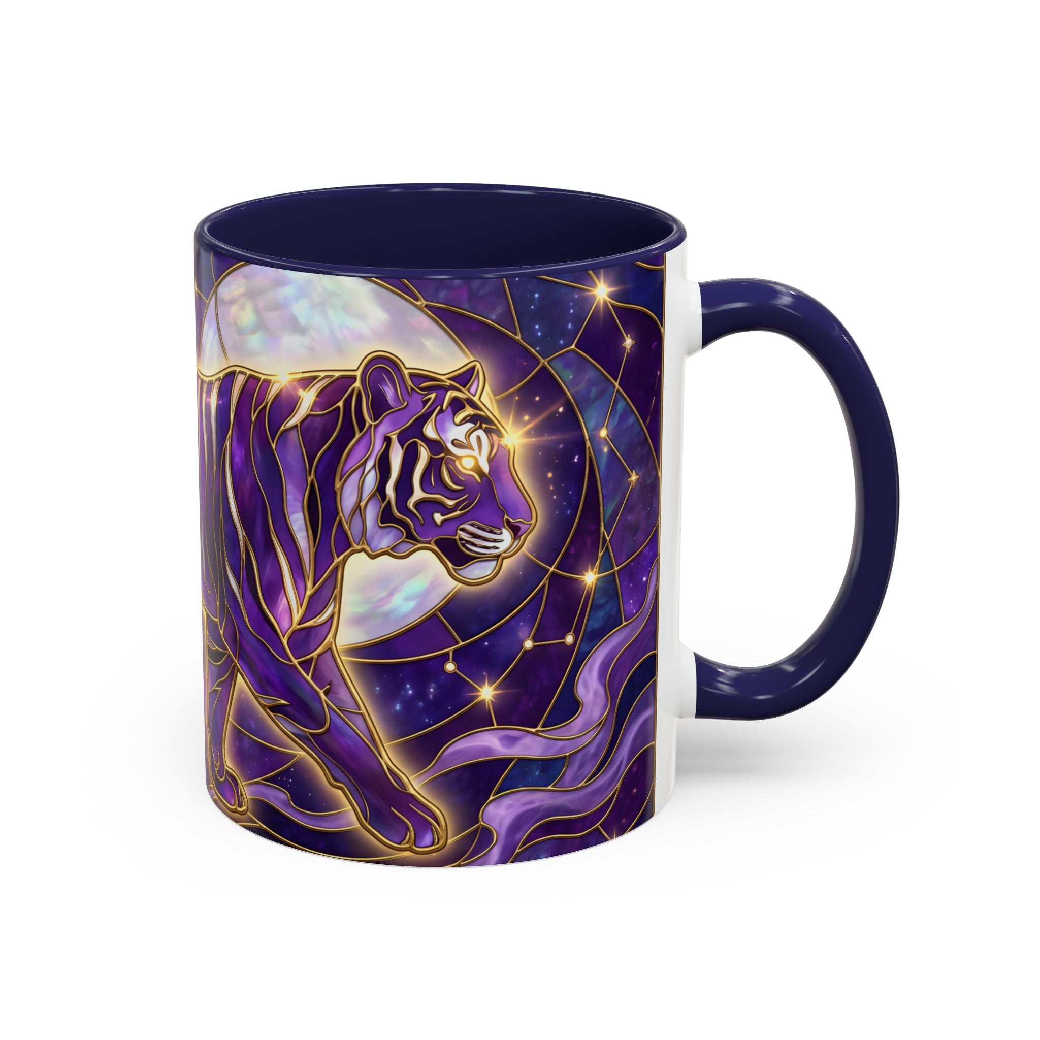 Celestial Purple Tiger Stained Glass Style Mug