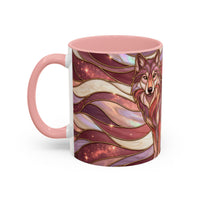 Rose Gold Wolf Stained Glass Style Mug