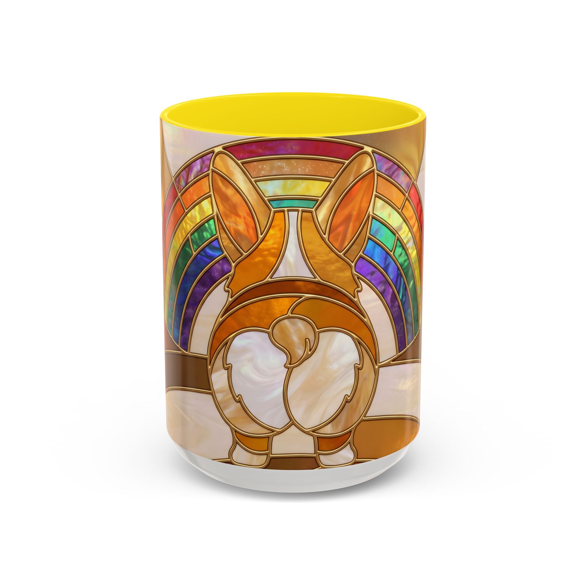 Rainbow Corgi Butt Stained Glass Style Mug