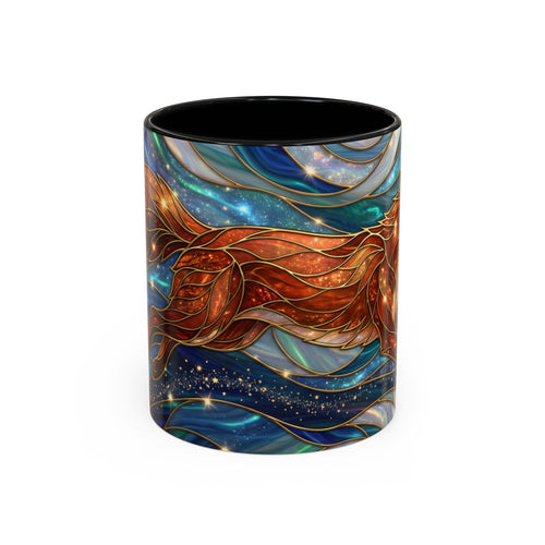 Celestial Running Fox Stained Glass Style Mug